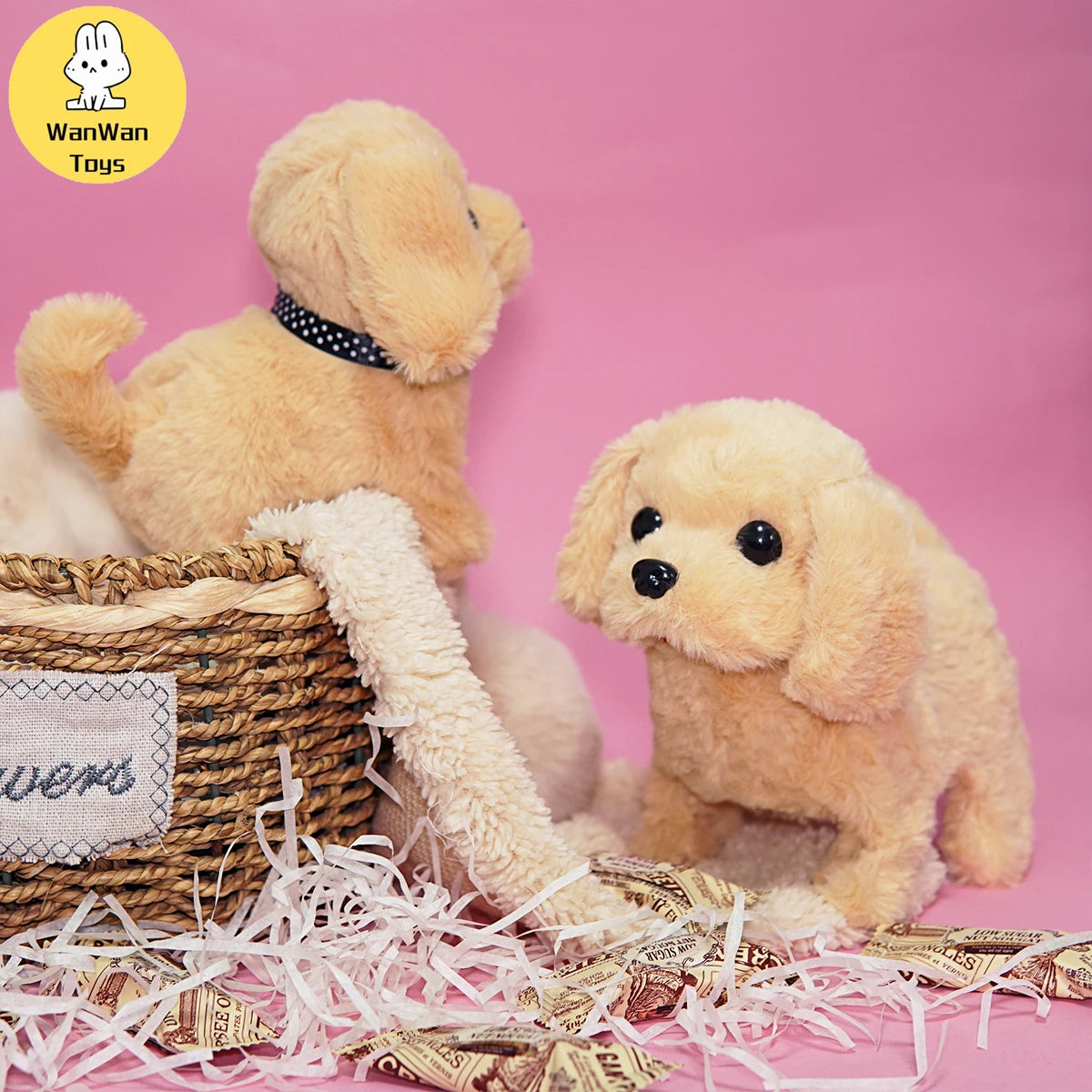 Plush Electric Puppy Simulation Pet Dog Can Walk Teddy Dog Golden Retriever Bichon Frize Dog Children Can Bark Run And Rock