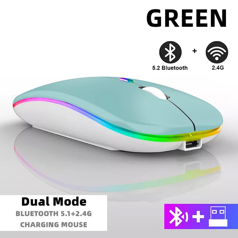 Tablet Phone Computer Bluetooth Wireless Mouse Rechargeable RGB Backlight Mice for iPad PC Laptop Tablet Phone 2.4GHz USB Mouse