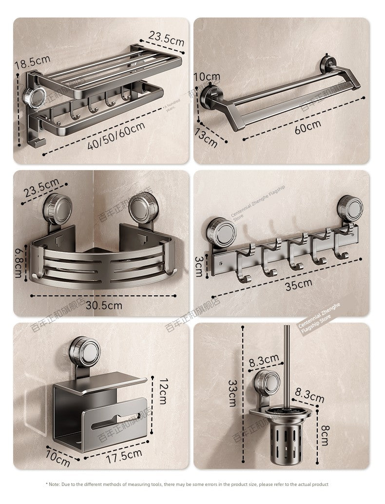 Suction Cup Towel Rack Bathroom Punch-Free Hanging Rod Bathroom Storage Rack Integrated Shower Room Toilet Storage Bath Towel Rack