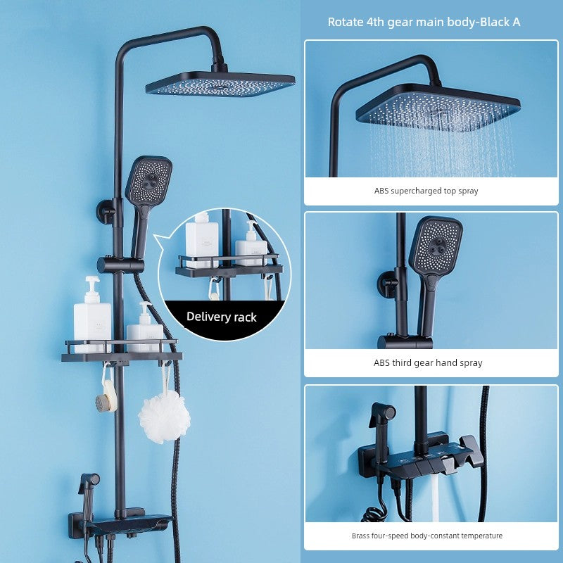 Copper Constant Temperature Black For Home Supercharged Shower Head