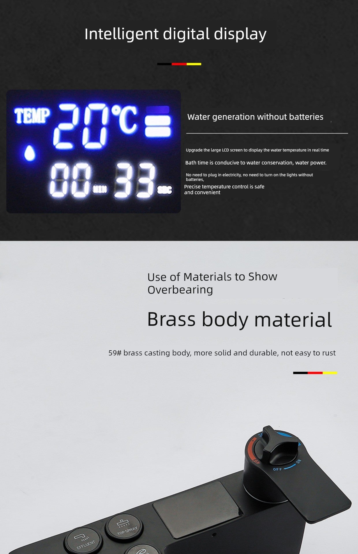 Copper Constant Temperature Black For Home Supercharged Shower Head