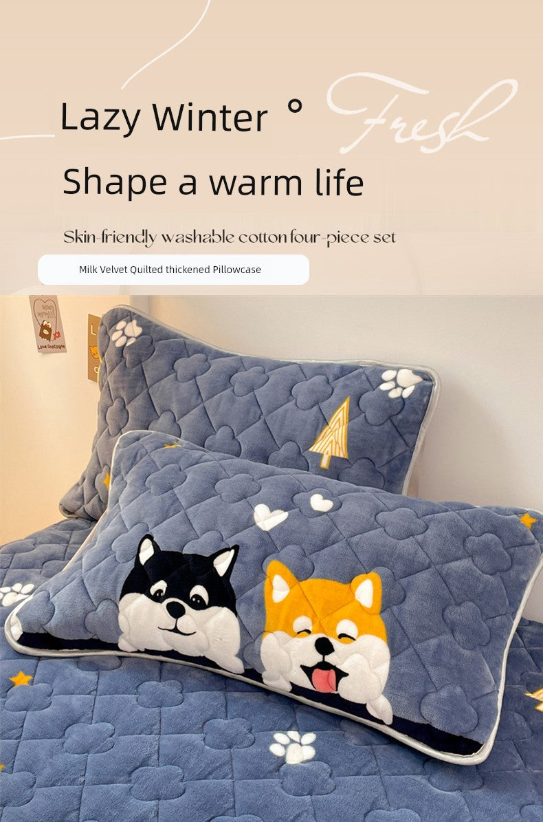 Non-Collapse Pillowcase and Pillow Core Set For Home Adult Cervical Support Improve Sleeping Pairs Dormitory Students Single Men