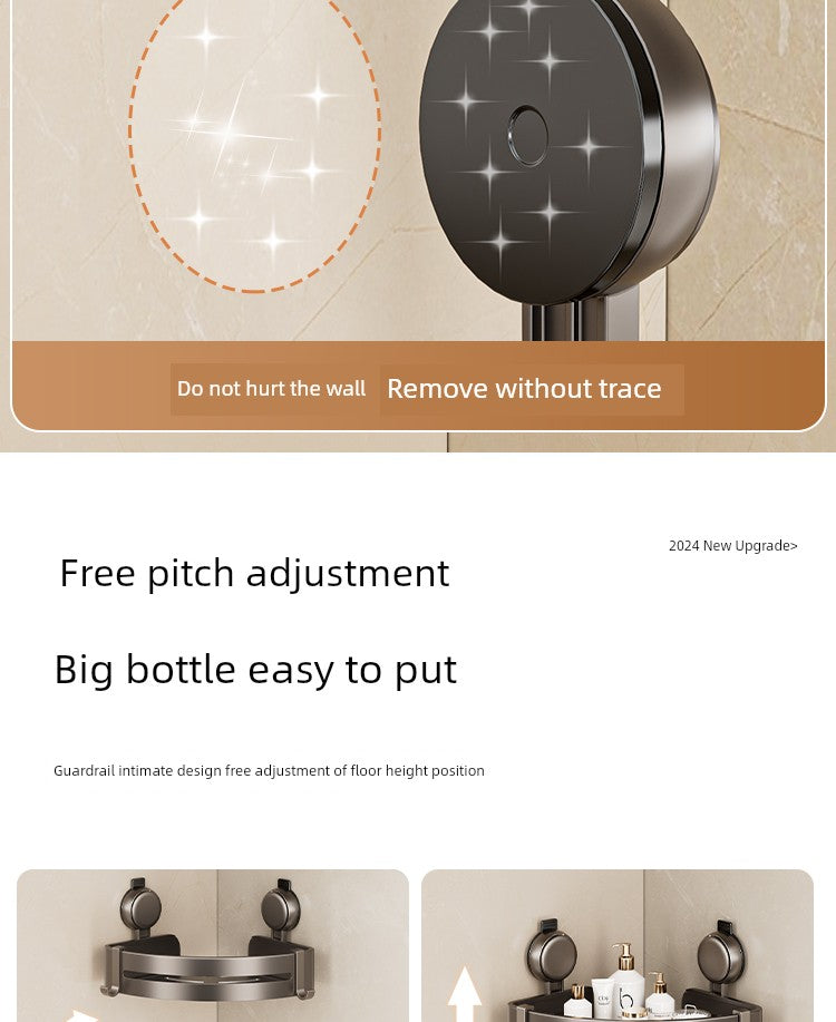 Wall-Mounted Wash Basin Toilet Triangle Basket Shelf Suction Cup