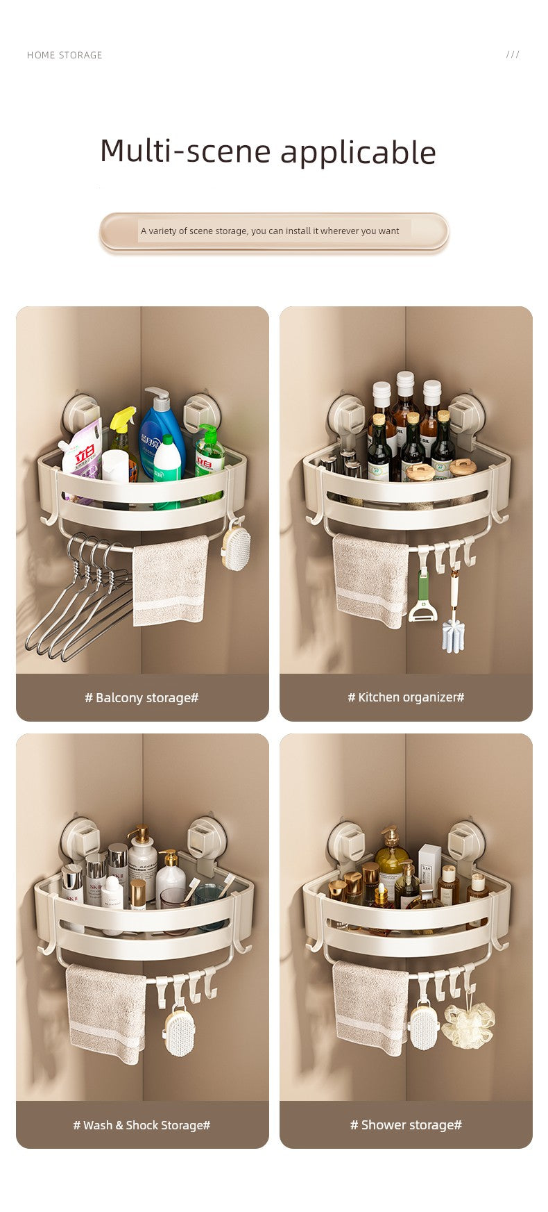 Corner Punch-Free Washstand Wall Wall-Mounted Suction Cup