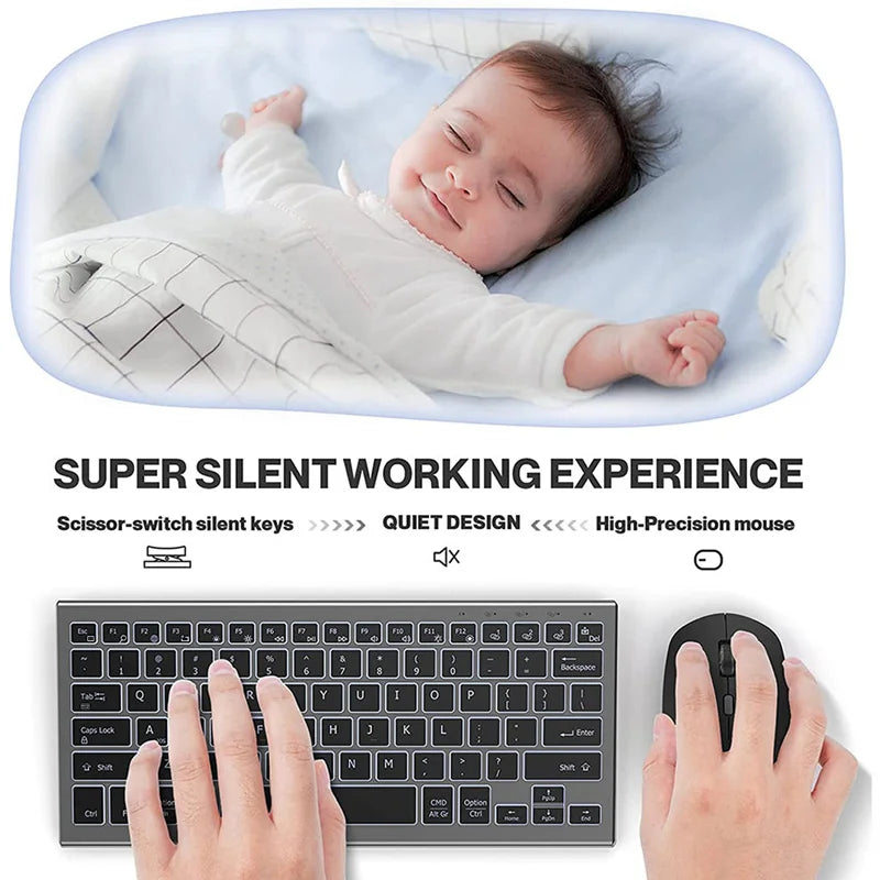 JOMAA Colors Backlit 2.4G Wireless Keyboard and Mouse Combo Rechargeable Bluetooth Keyboard for Windows Laptop