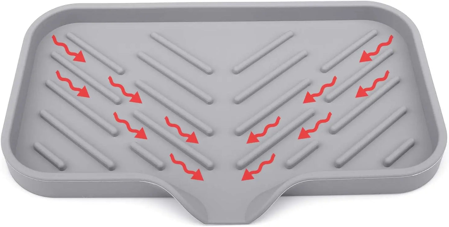 Silicone Kitchen Sink Tray Soap Tray Soap Dish Holder Sponge Holder with Built-in Drain Lip Countertop Sink Kitchen Organizer