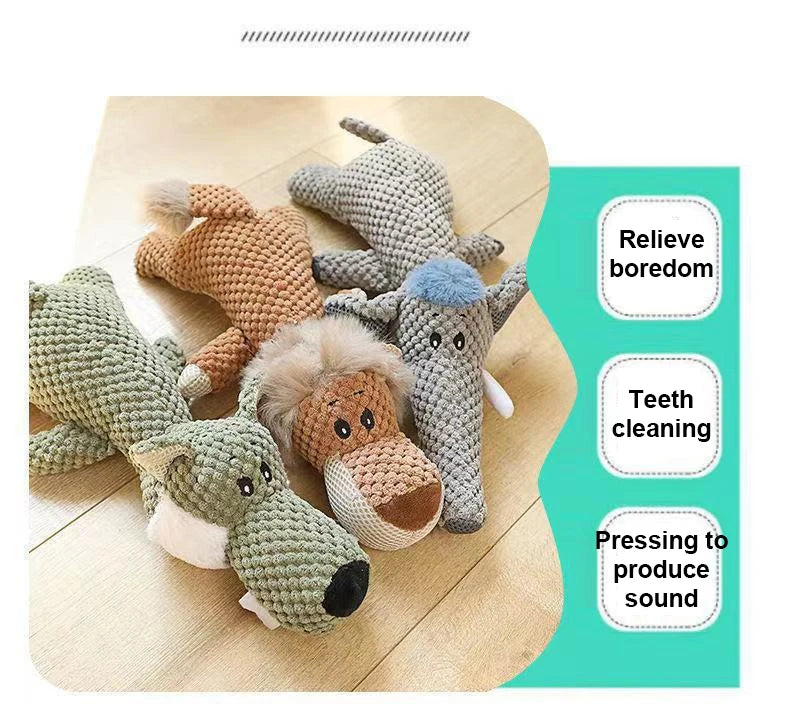 New Pet Dog Toy Plush Bite Resistant Soundy Animal Small Dog Toy Teeth Grinding Cleansing Decompression Interesting Pet Supplies