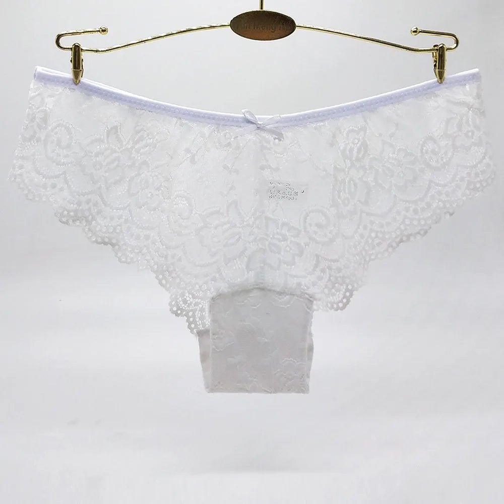 Women Briefs Sexy Full Lace Panties Hollow Out Low-waist Female Shorts Soft Solid Color Breathable Underwear Fast Ship 3pcs/lots