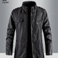 Men's Leather Jacket Autumn and Winter Windproof Standing Collar Motorcycle Tactical Warm Coat Casual Fashion Waterproof Jacket