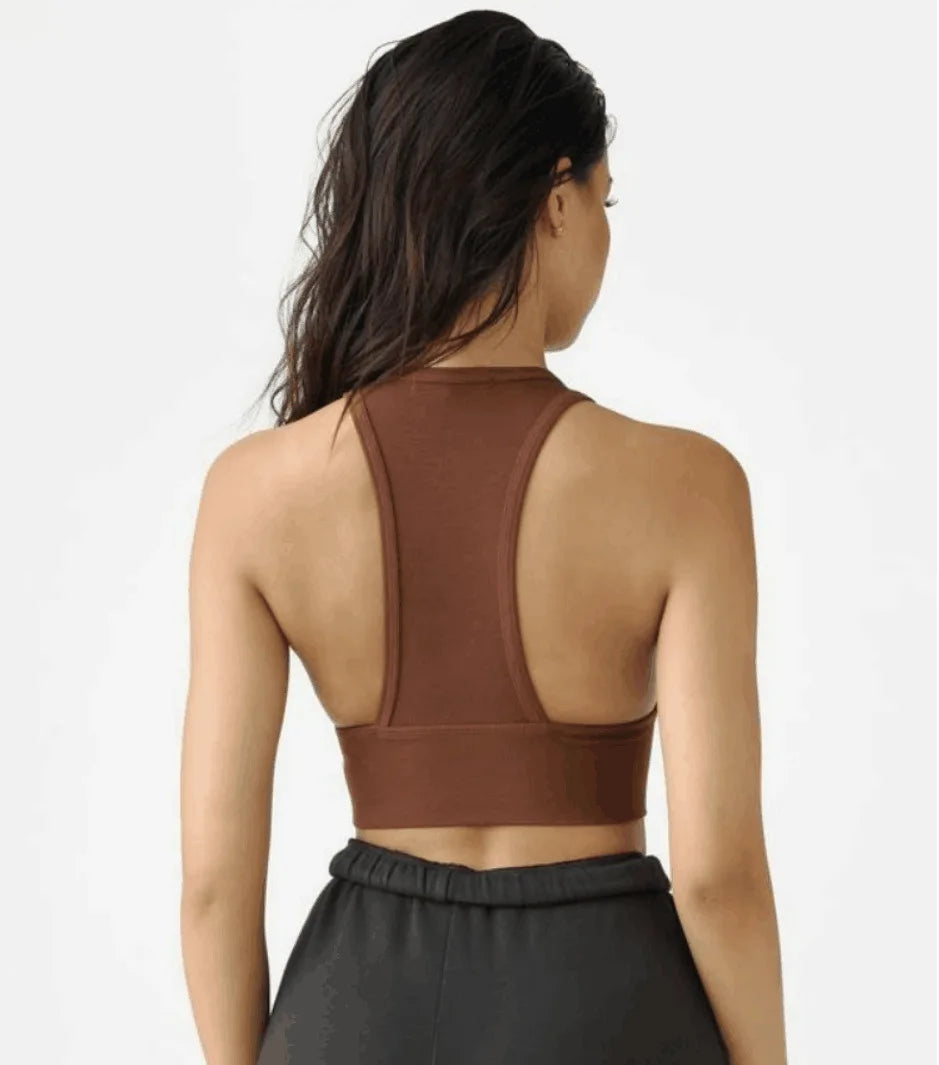 Sexy Fitness Sports Underwear for Women, Round Neck, Tight Back Top, Outdoor Running with Chest Cushion, Thread, 2024