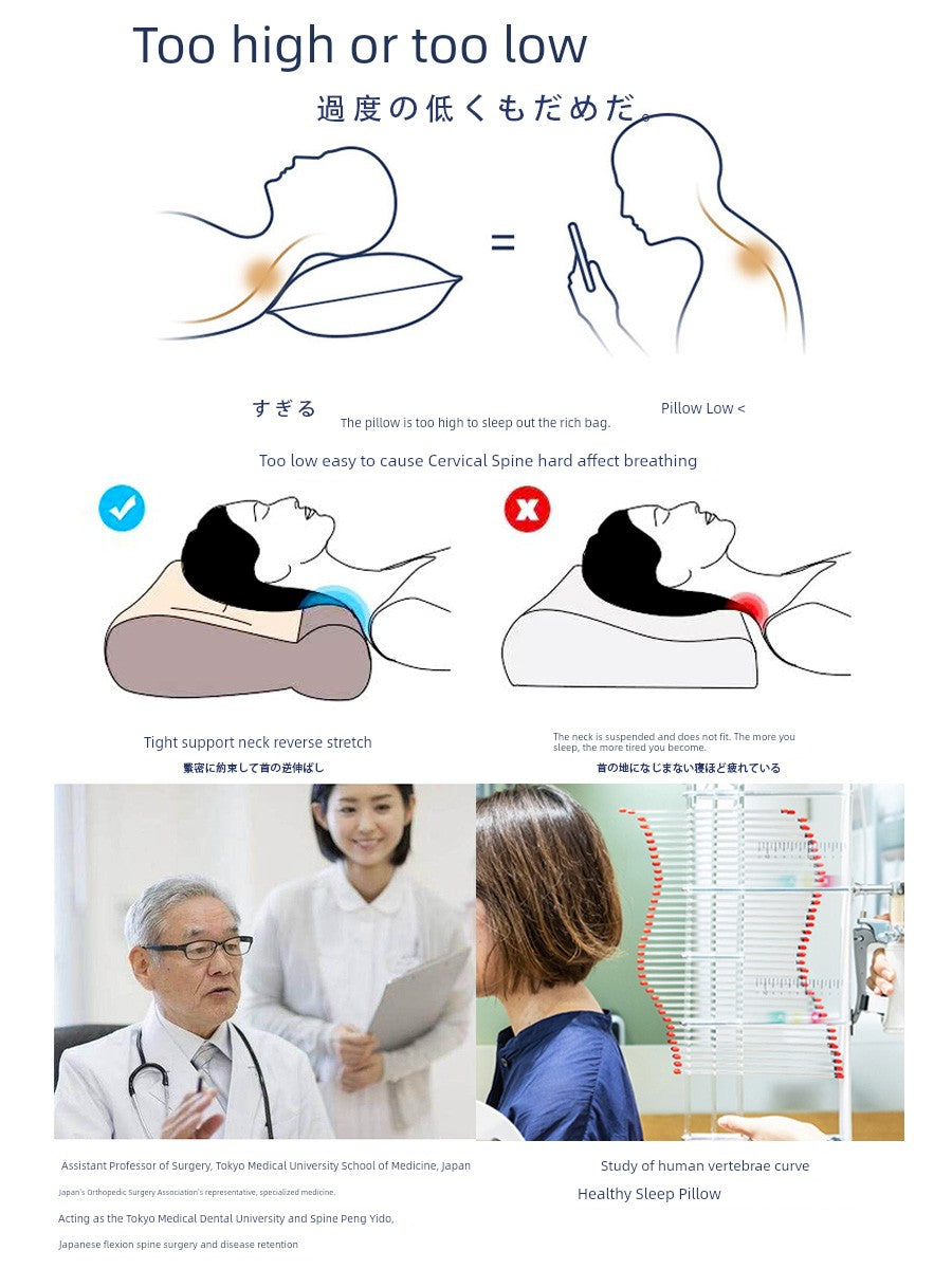 For Cervical Spine Pillow Cervical Support Improve Sleeping Support Stretch Straightening Reverse Bow Pillow One-Pair Package Sleep