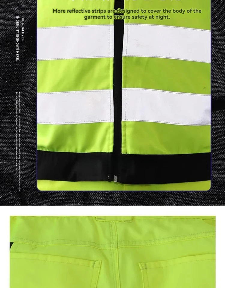 workwear mens jacket working cargo pants men High Visibility work suit with Reflective tapes
