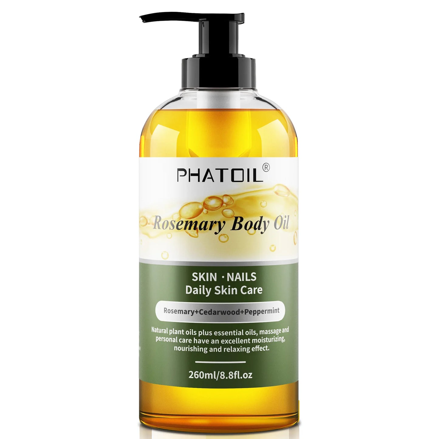 PHATOIL 260ML Vanilla Body Oil For Skin Face Care Massage Oil Repairing Smoothing Skin Care Ginger Grapefruit Essential Body Oil