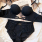 Europe Women Underwear Set Sexy Lace Hollow Breathable Widen Buckle Lingerie Underwire Push Up Bra and Panties Rose Intimates