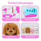 Pet Puppy Care Accessories with Dog  House -Simulated Brador Dog Call Plush Toy - Children Interactive Vet Clinic Doctor - Role