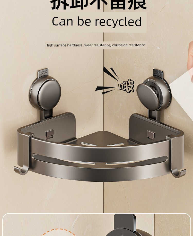 Wall-Mounted Wash Basin Toilet Triangle Basket Shelf Suction Cup