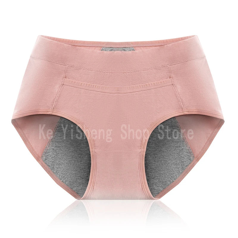 3PCS Women's underwear Physiological pants Cotton anti-side leakage cotton with breathable crotch period high belt pocket briefs