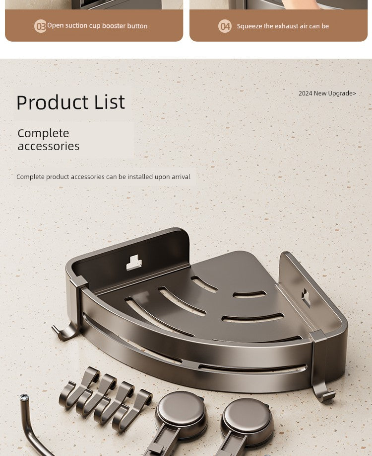 Wall-Mounted Wash Basin Toilet Triangle Basket Shelf Suction Cup