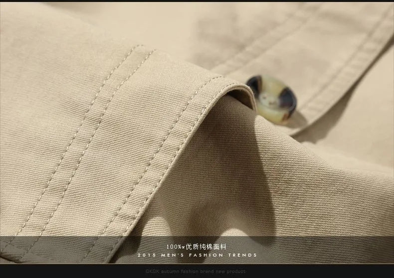 2025 Spring and Autumn men's coat Men's casual cotton Jacket men's mid-length trench coat men's jacket