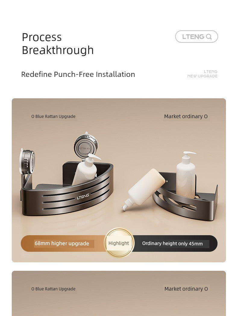 Punch-Free Bathroom Rack Bathroom Suction Cup Triangle Basket Wall Mount Bathroom Sink Corner Storage Rack