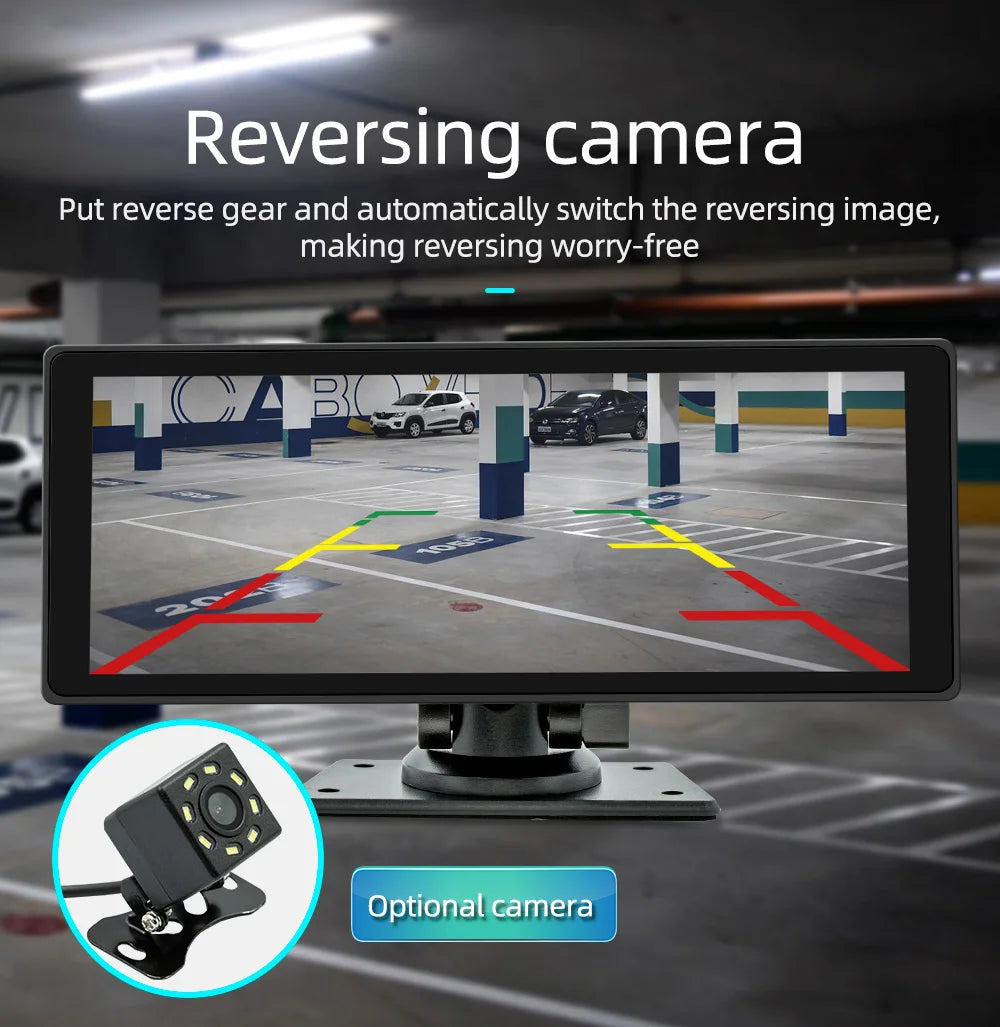 BQCC 10.26 Inch Portable Wireless Carplay Screen HD Rear Reversing Camera Car Radio DVR MP5 Multimedia Video Player Android Auto