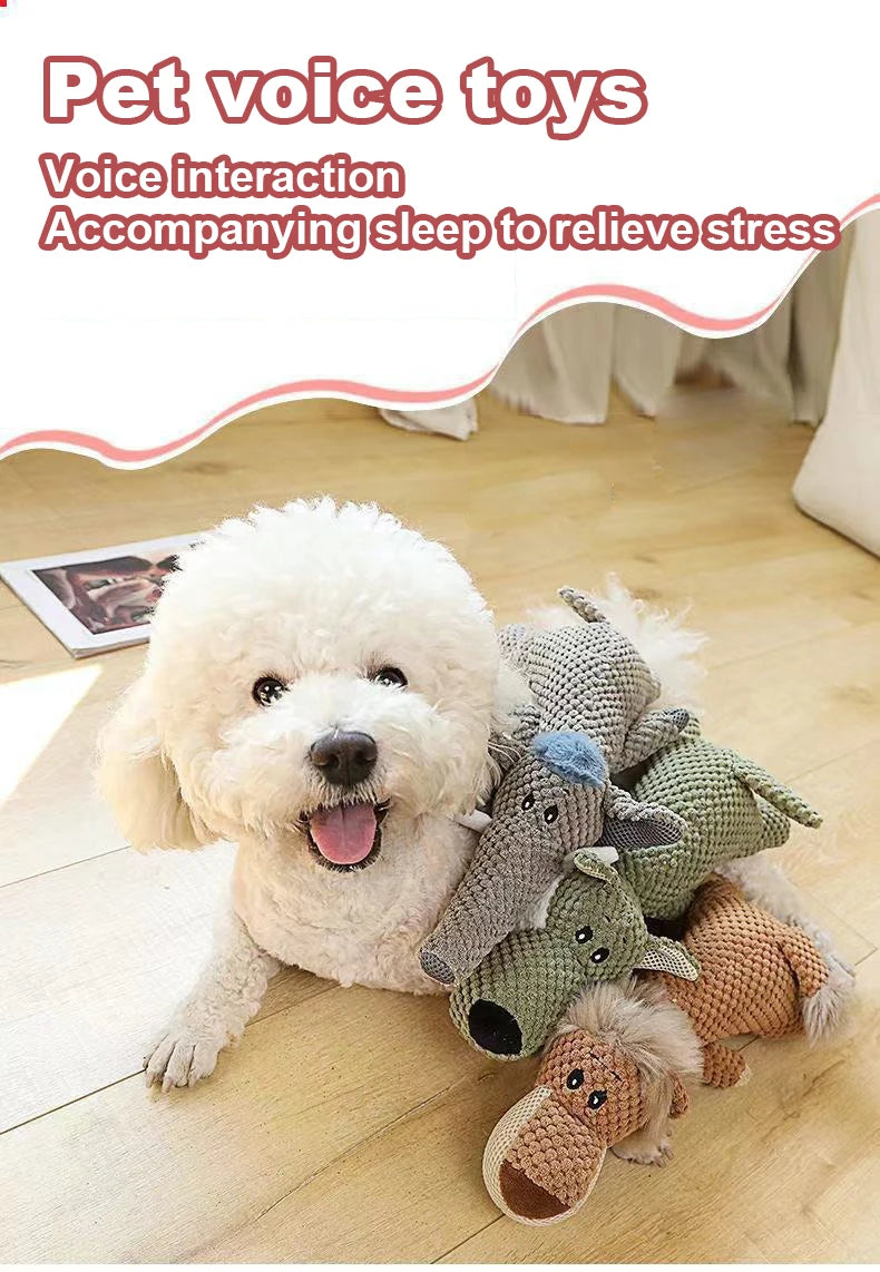 New Pet Dog Toy Plush Bite Resistant Soundy Animal Small Dog Toy Teeth Grinding Cleansing Decompression Interesting Pet Supplies
