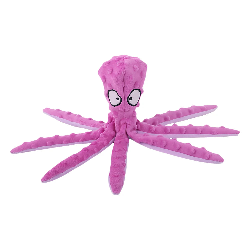 Squeaky Octopus Dog Toys Interactive Puppy Toy No Stuffing Plush Bite Toys Crinkle Paper Pet Plush Toys for Small Medium Dogs