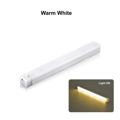 LED Motion Sensor Night Light Rechargeable Induction Bar Light Portable Cordless Magnetic Cabinet Lamp for Kitchen Room Bedside
