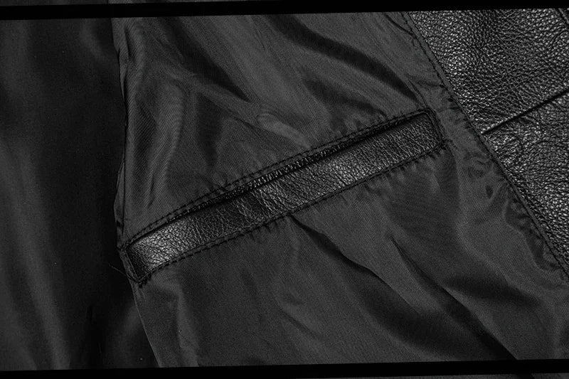 2025 New Spring Men's Genuine Leather Jacket Embroidery Bomber Cowhide Air Force Jacket Motorcycle Leather Coat A2 Biker Clothes