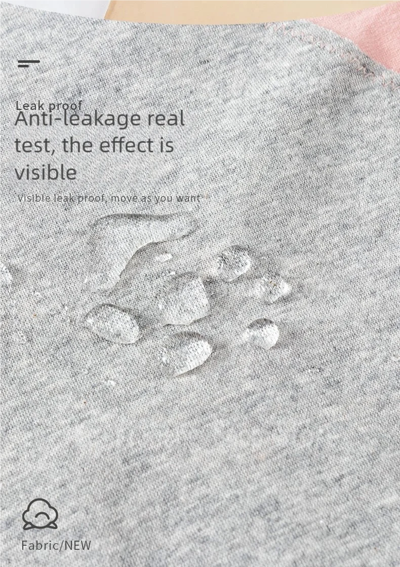 3PCS Women's underwear Physiological pants Cotton anti-side leakage cotton with breathable crotch period high belt pocket briefs