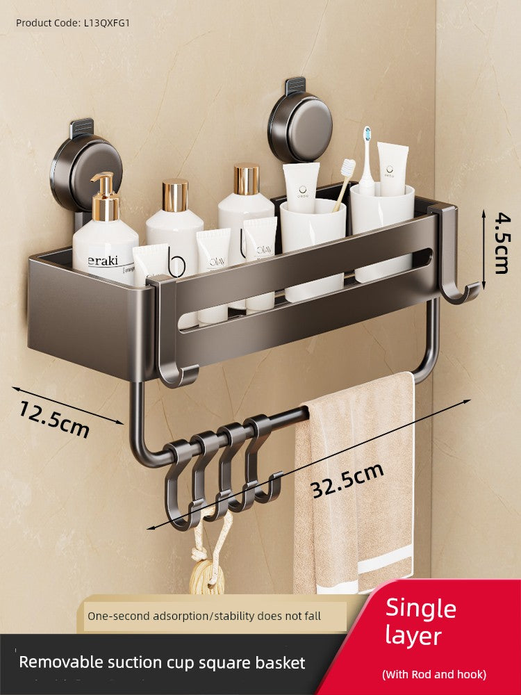Wall-Mounted Wash Basin Toilet Triangle Basket Shelf Suction Cup