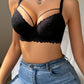 Contrasting lace push-up bras, comfortable and breathable cut-out bras, women's underwear