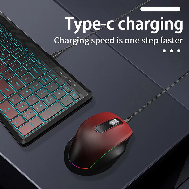RGB Backlit Silent Wireless Keyboard and Mouse Combo 2.4G Dual Mode Rechargeable Wireless Keyboard Mouse set for Desktop/Laptop
