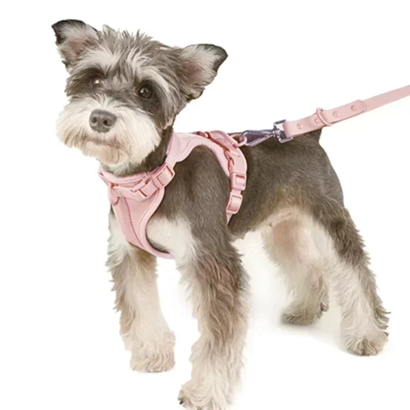 PVC Soft Pink Dog Harness Set And Leash Colar For Pet Dogs