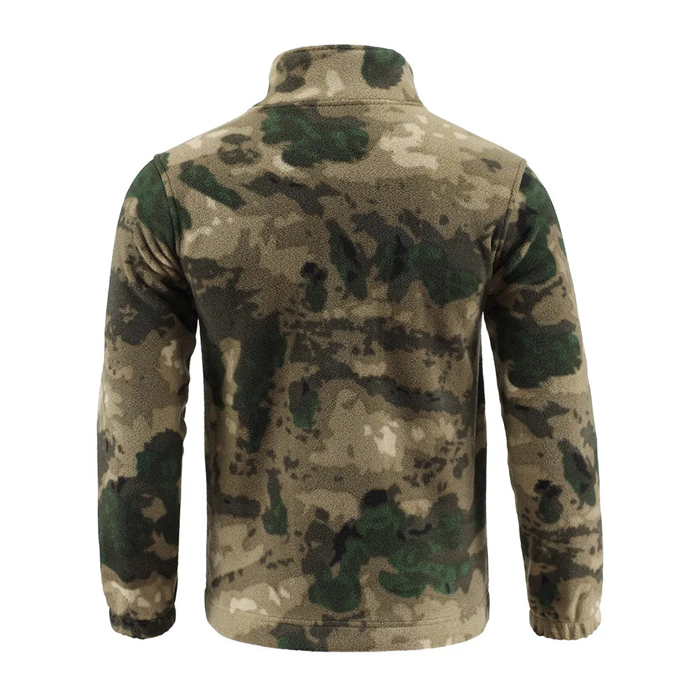 Mens Tactical Fleece Jacket Russian Camouflage US Military Work Coat Autumn Winter Outdoor Warm Zip Cardigan Jacket Inner Lining