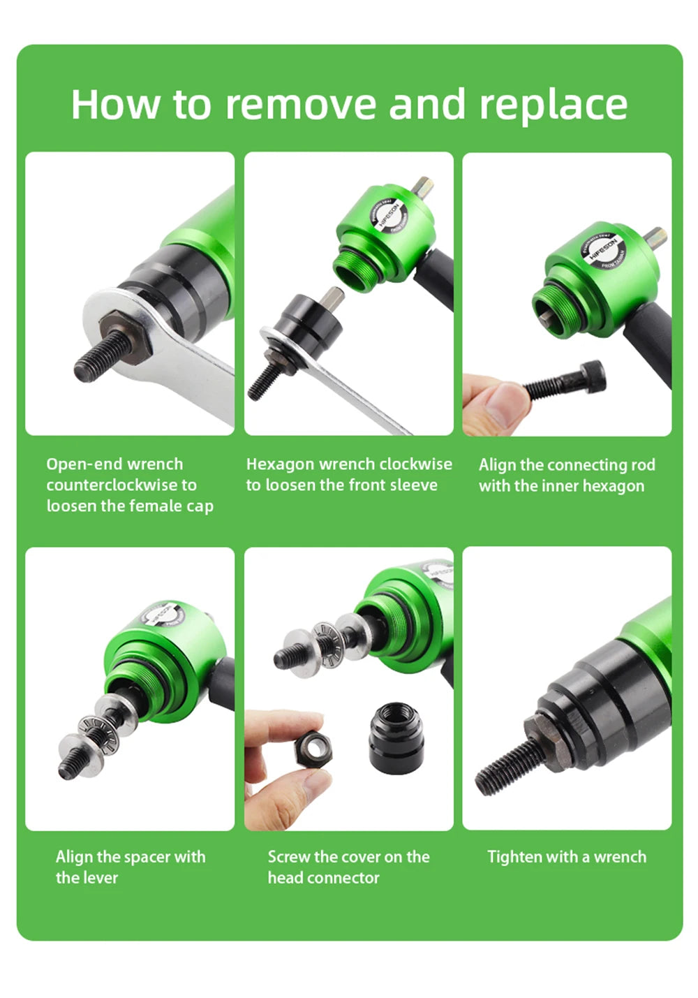 HIFESON M3 M4 M5 M6 M8 Electric Rivet Tool Aapter Manual Rivter Handheld Rivet Gun Connector Kit Hand Drill For Flat Nuts