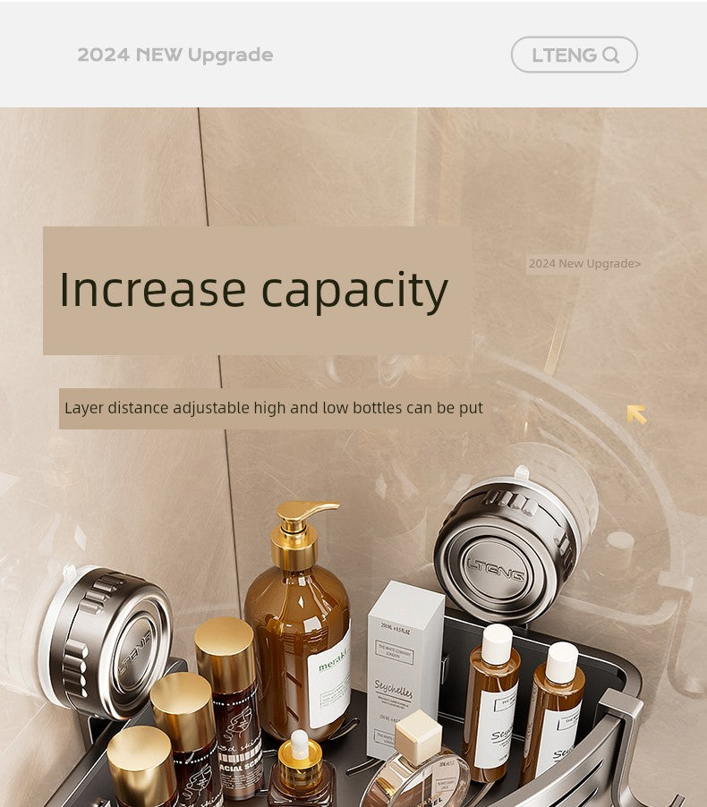 Punch-Free Bathroom Rack Bathroom Suction Cup Triangle Basket Wall Mount Bathroom Sink Corner Storage Rack