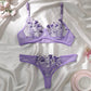 Sexy Underwear For Women Transparent Embroidered Small Flowers Bra Hot Lingerie Panties Intimates Woman Two Piece Set Clothing