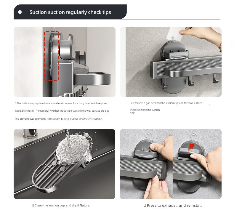 Retractable Bath Towel Rack Clothes Toilet Punch-Free Suction Cup