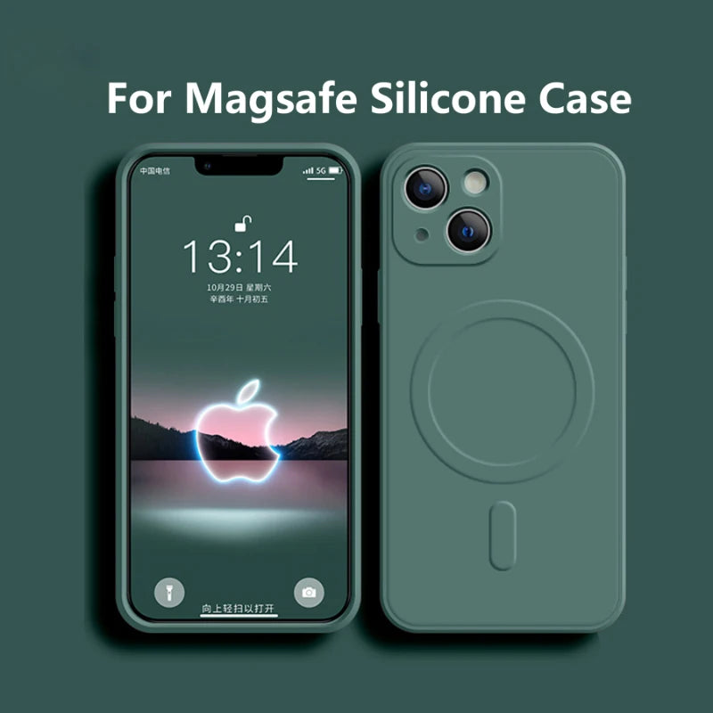 Magsafe Magnetic Wireless Charging Soft Liquid Silicone Phone Case For IPhone 16 Pro Max 14 13 12 11 15 Pro Max Mini Back Cover