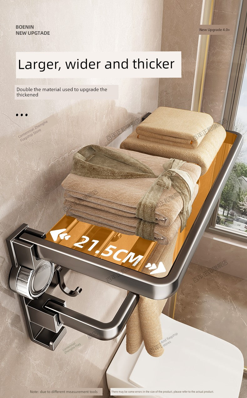 Suction Cup Towel Rack Bathroom Punch-Free Hanging Rod Bathroom Storage Rack Integrated Shower Room Toilet Storage Bath Towel Rack