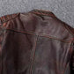 Vintage Black Brown Real Cowhide Genuine Leather Jacket Real Fur Men's Leather Jacket Bomber Men Leather Jacket Motorcycle Coat
