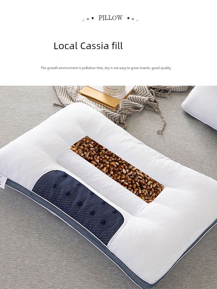 Adult Cassia Seed Pillow Case and Pillow Core Set Home a Pair of Pillow Core Protection Isolation Layer Cervical Support Sleep