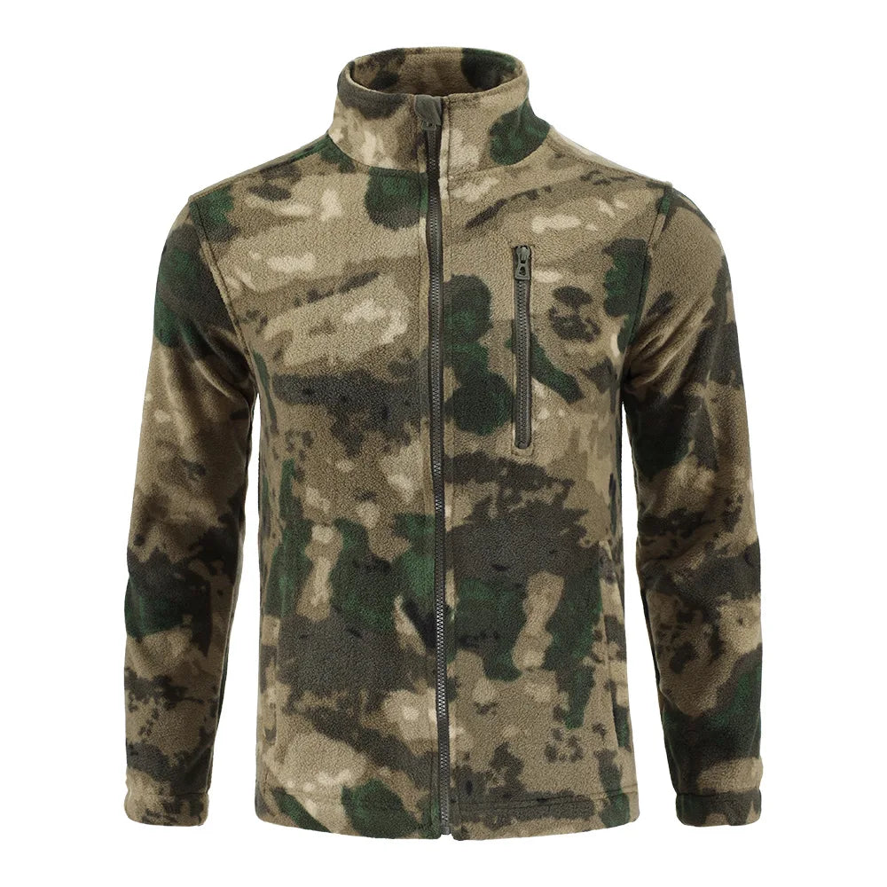 Mens Tactical Fleece Jacket Russian Camouflage US Military Work Coat Autumn Winter Outdoor Warm Zip Cardigan Jacket Inner Lining