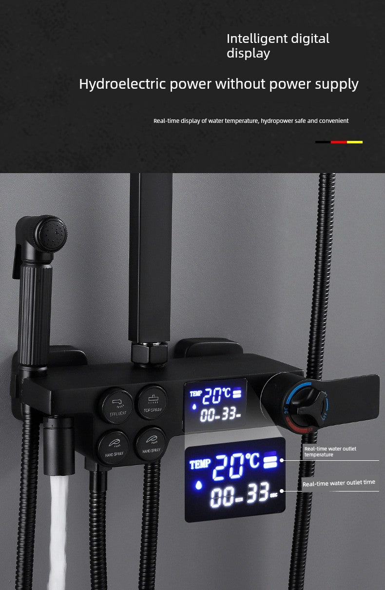 Copper Constant Temperature Black For Home Supercharged Shower Head