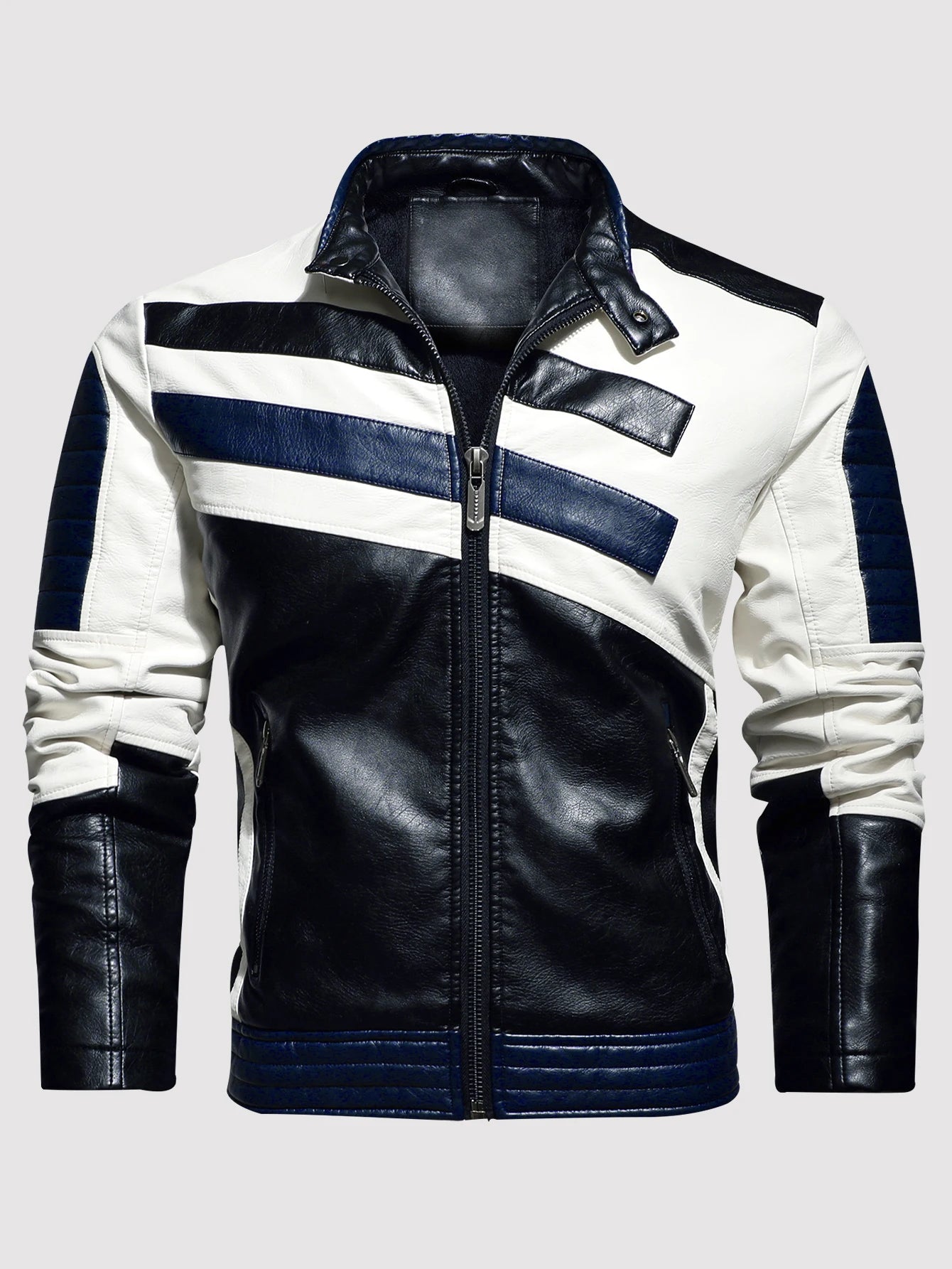 Men's PU leather coat thickened biker jacket