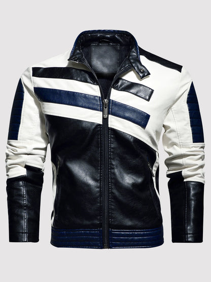 Men's PU leather coat thickened biker jacket