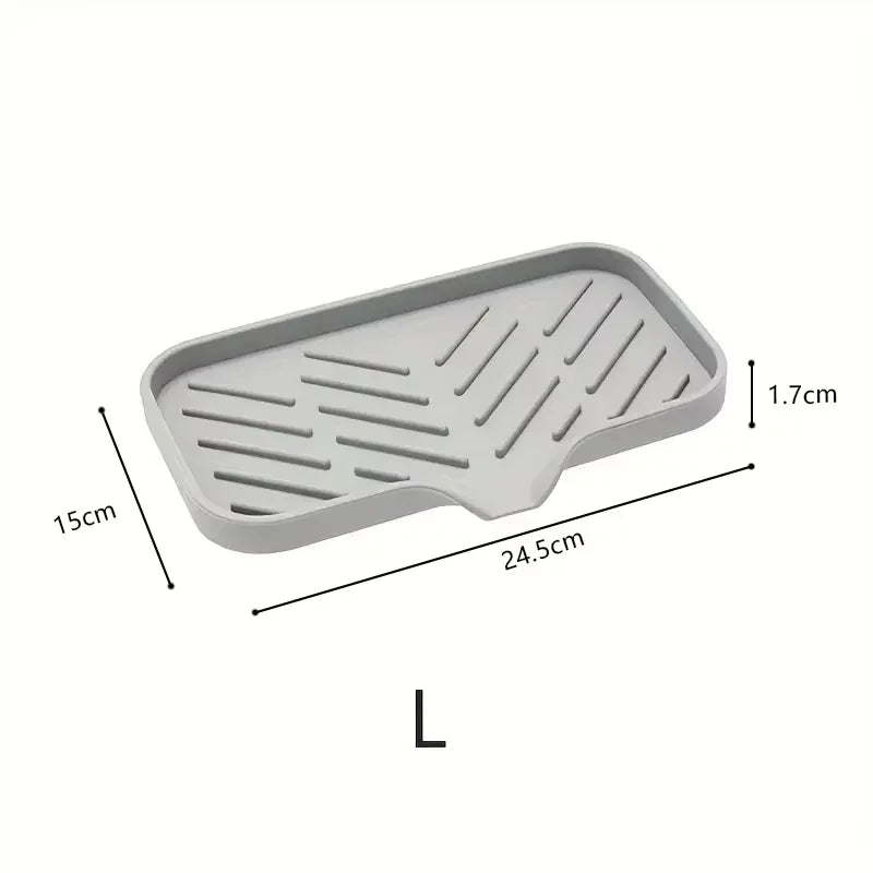 Silicone Kitchen Sink Tray Soap Tray Soap Dish Holder Sponge Holder with Built-in Drain Lip Countertop Sink Kitchen Organizer