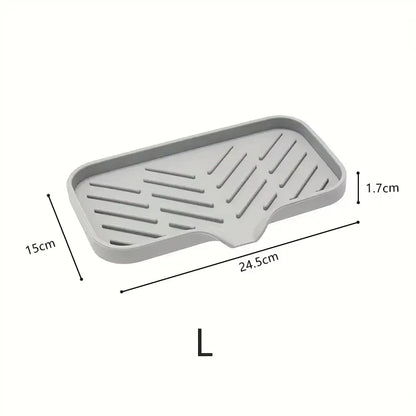 Silicone Kitchen Sink Tray Soap Tray Soap Dish Holder Sponge Holder with Built-in Drain Lip Countertop Sink Kitchen Organizer
