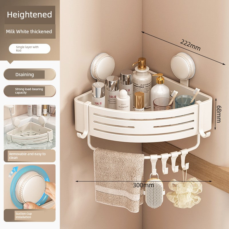 Suction Cup Punch-Free Corner Toilet Bathroom Storage Rack